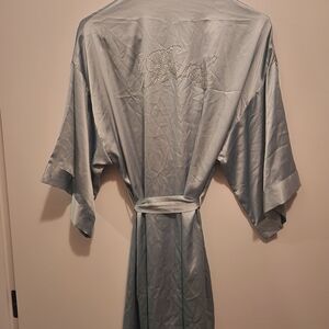 Victoria's Secret Satin Bride Robe - Light Blue Size S/M With Pockets